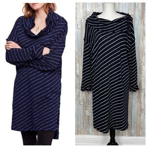 Free People S Black Striped Oversized Knit Tunic Top Sweater Pullover Dress Boho